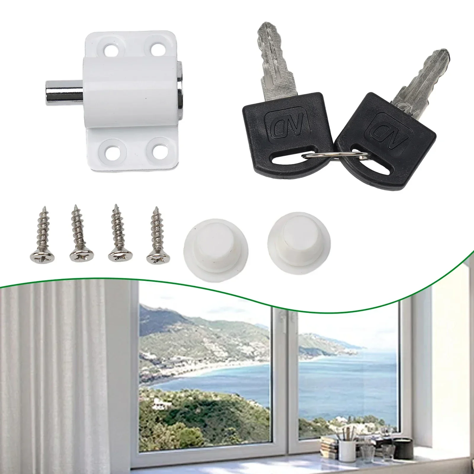 Pátio Sliding Door Lock Bolt com chave, liga de alumínio, Security Catch, Easy Install Frame, Security Protection