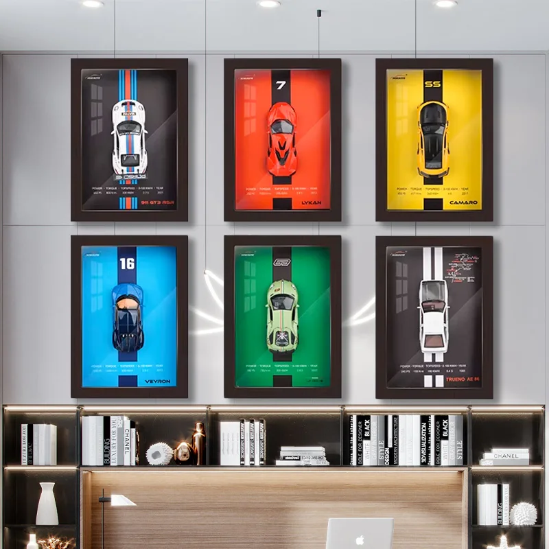 1/32 Photo Frame Version Alloy Metal Sports Car Model Simulation 3D Racing Car Hanging Painting Collection Kids Gifts Decoration