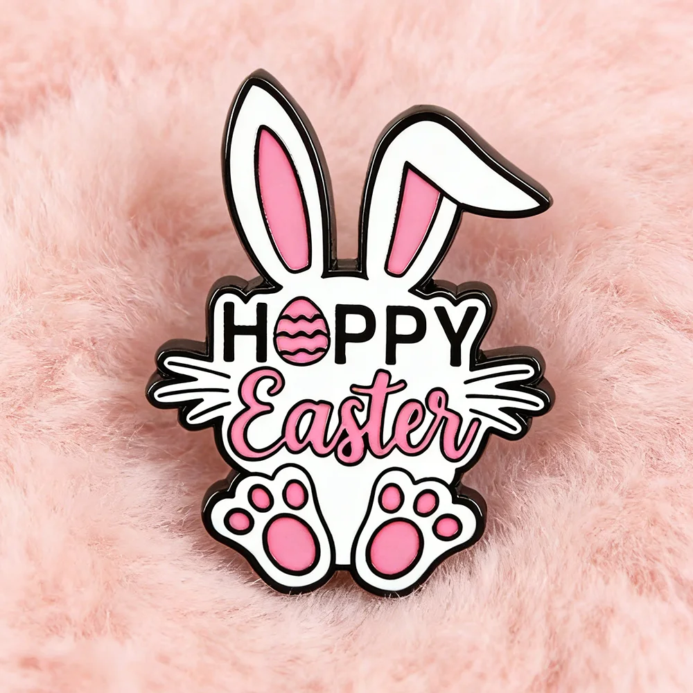 Happy Easter Bunny Enamel Brooch Adorns Easter Eggs Spring Festival Lapel Pins Backpacks Hats accessories Ideal Gift for Holiday