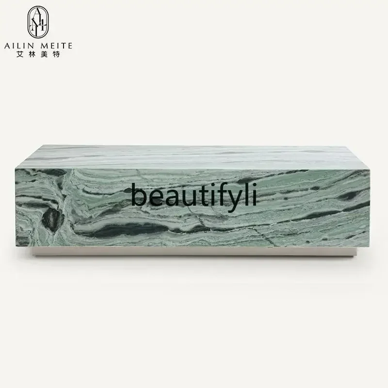 

11841Q Q Italian minimalist natural marble coffee table living room light luxury edge table creative high-end coffee table