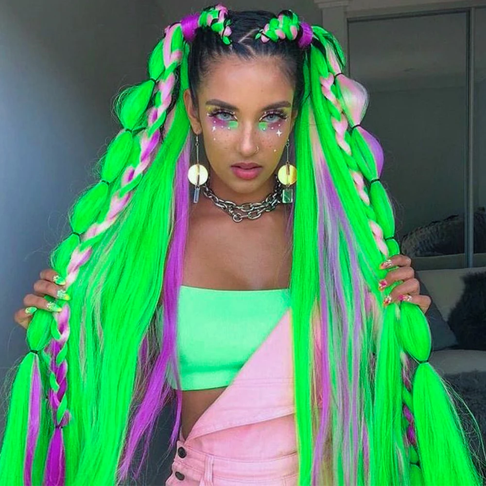 

24 Inch Colorful Synthetic Pre-streched Braiding Hair Extensions Easy YAKI Texture Twist Braiding Hair For Women Braids