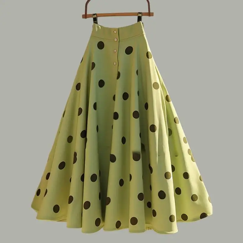 Spring Summernew Women Clothing French Fairy Style Gentle High-End Umbrella Skirt Fashion Versatile High Waisted Polka Dot Skirt