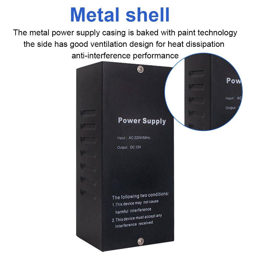 Porta Acesso Controle Interruptor Fonte de Energia para 2 Fechaduras Elétricas, Impressão Digital Acesso Sistema de Controle, DC 12V, 5A, AC 90-240V