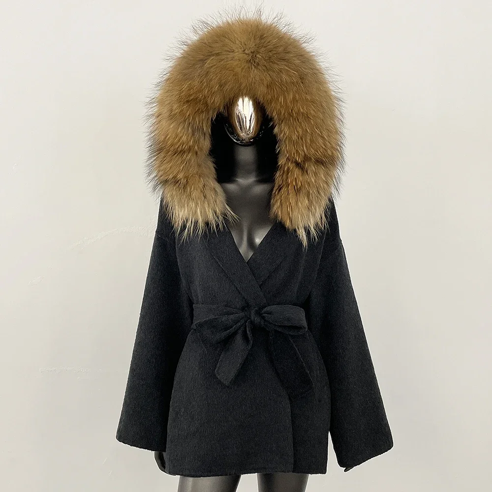 Real Fox Fur Collar Luxury Fur Coat Spring Autumn Coat Fur Set Wraps Scarves Scarf Suit Fluffy Shawl Fur Cuff Women Fur Jacket