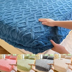Coral Velvet Bedsheet Bedspread Milk Velvet Mattress Protective Cover Winter Plush Insulation Bedspread Single Queen King Size