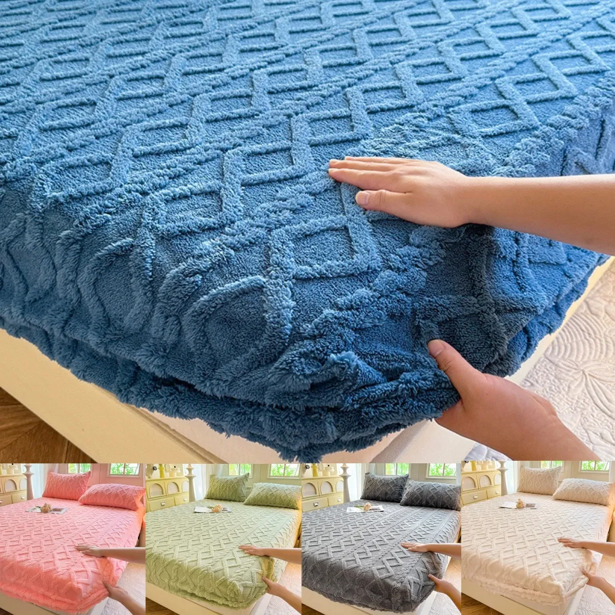 Coral Velvet Bedsheet Bedspread Milk Velvet Mattress Protective Cover Winter Plush Insulation Bedspread Single Queen King Size