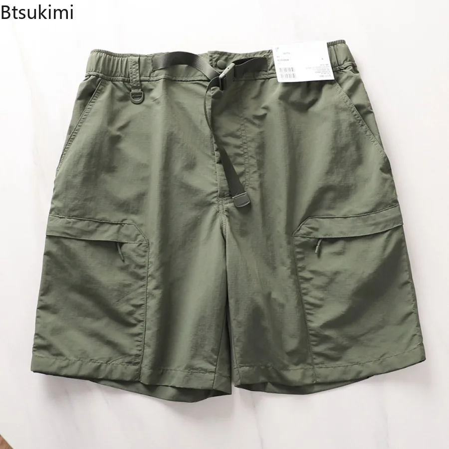 Men's Solid Color Outdoor Casual Straight Shorts Male Comfortable Loose Thin 5-point Shorts Outdoor Sports Quick Drying Shorts