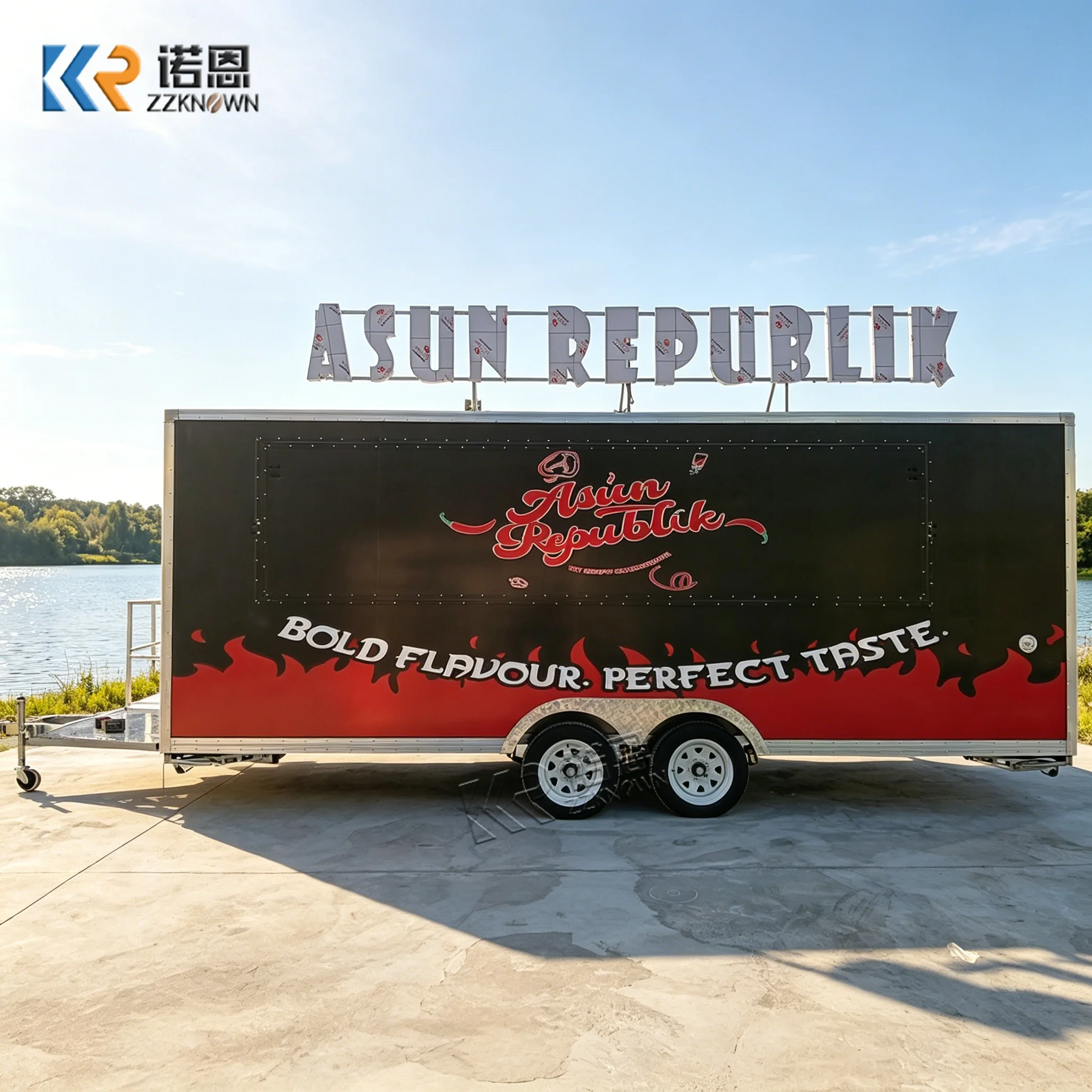 

Commercial Food Vending Trailer with Double Windows Mobile Kitchen Catering Food Cart for Sale