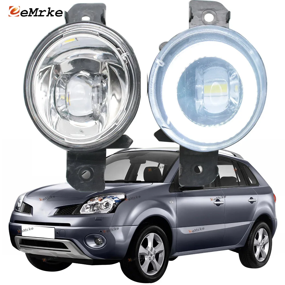 

2X LED Angel Eye Daytime Running Lights and Lens Car Fog Light for Renault Koleos 2008 2009 2010 2011, Samsung QM5 H45 2007