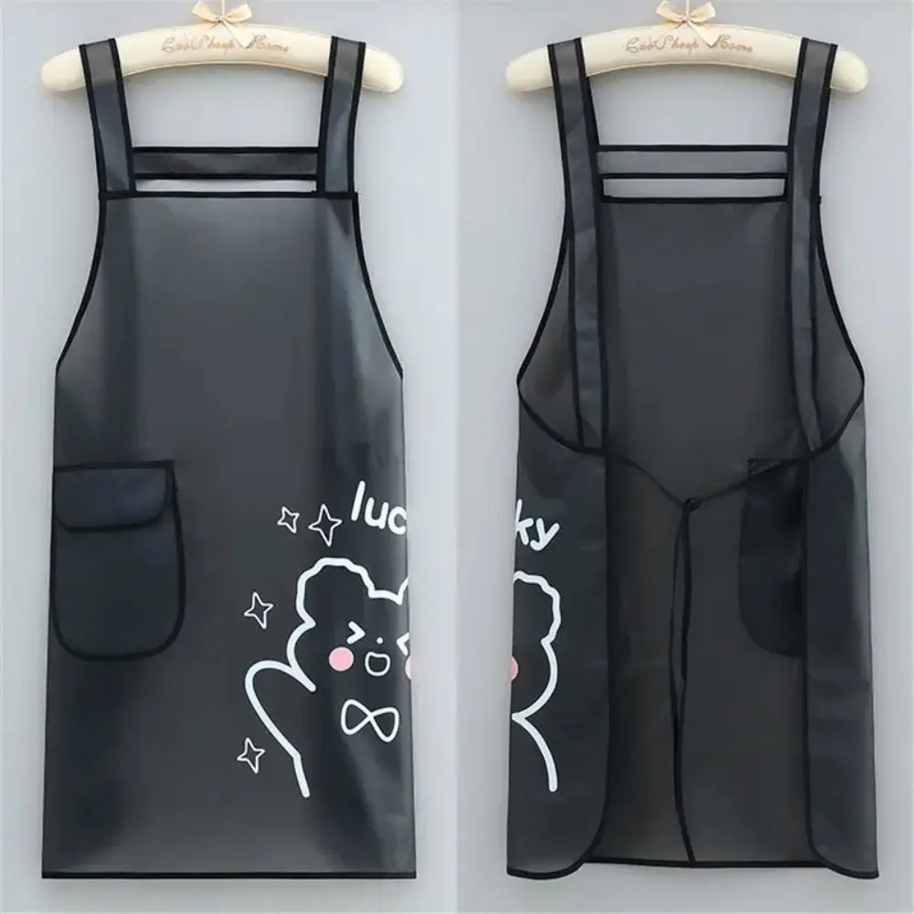 Tablier de cuisine en TPU imperméable sans manches, dessin animé, Transparent, résistant à la saleté, léger, pour le nettoyage, usage de cuisine