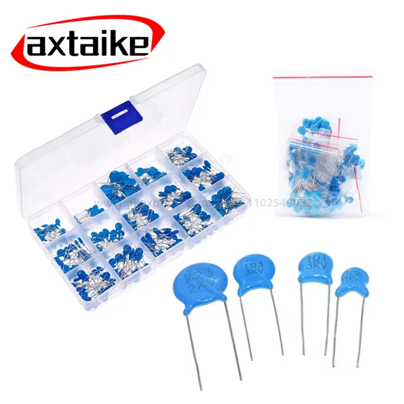 

100/300Pcs 1/2/3KV High Voltage Ceramic Capacitor Assortment Kit 102K 103K 152K 221K 222K 332K 471K 472K 561K 681K DIY Set