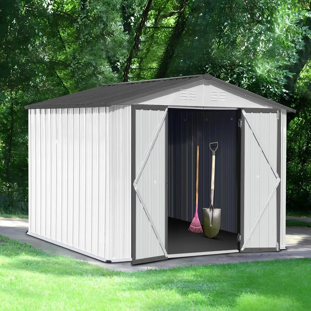 

Outdoor Storage Shed, Waterproof Garden Storage Tool Shed with Base Frame, 8x6 FT Garden Storages Sheds