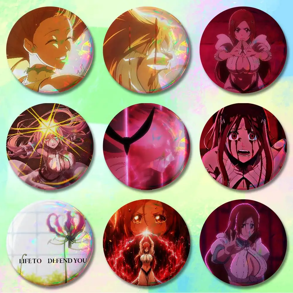 L-LIFE TO DEFEND YOU O-Orihime Inoue New Badge Round Brooch Tinplate Figure Icon Clothing Accessories Collectible Gifts Badges