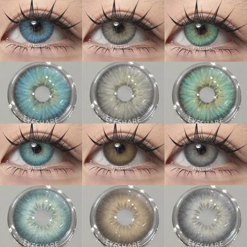 EYESHARE 1 Paar farbige Kontaktlinsen: Blaue, braune und graue Linsen für einen natürlichen Look – Kosmetiklinsen für die Schönheit, jährlich tragbar
