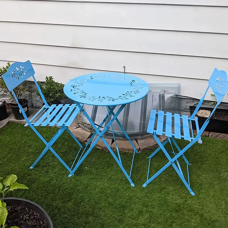 *Metal Folding Bistro Set Weather Resistant Outdoor Indoor Patio Conversation Set Table Chairs