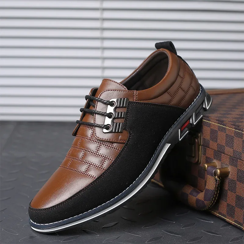 Chaussures en cuir décontractées pour hommes, chaussures d'affaires, chaussures de bureau confortables, mocassins de travail, grande taille, tendance