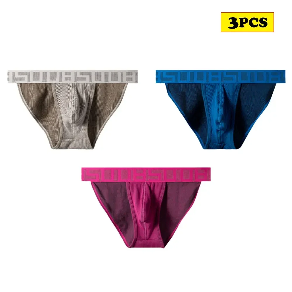 

3PCS Mens Underwear Sexy Lingerie Man Jockstrap Cotton Slip Briefs for Men Underpants Gay Briefs BS3125