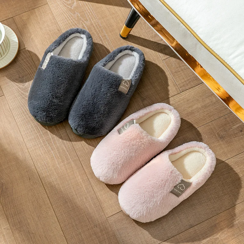 Cotton Slippers For Women Plush Household Autumn And Winter Home Slipper Thicke Sole Warmth Insulation And Anti Slip Slipper