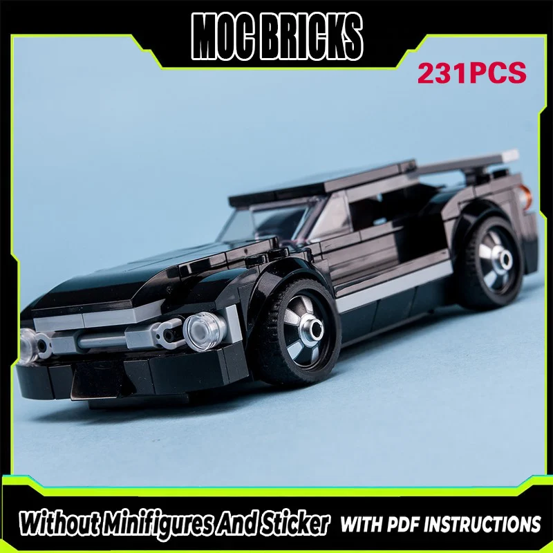 

Модель гоночного автомобиля Speed Racing Car MOC, конструктор из строительных блоков, черный купе-мускулкар, модульная технология, подарки, праздничный набор для сборки, детские игрушки