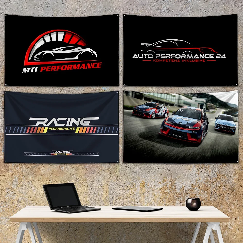 N Performances Racing Car Flag Polyester Digital Printing Banner For Garage or Out door Decoration