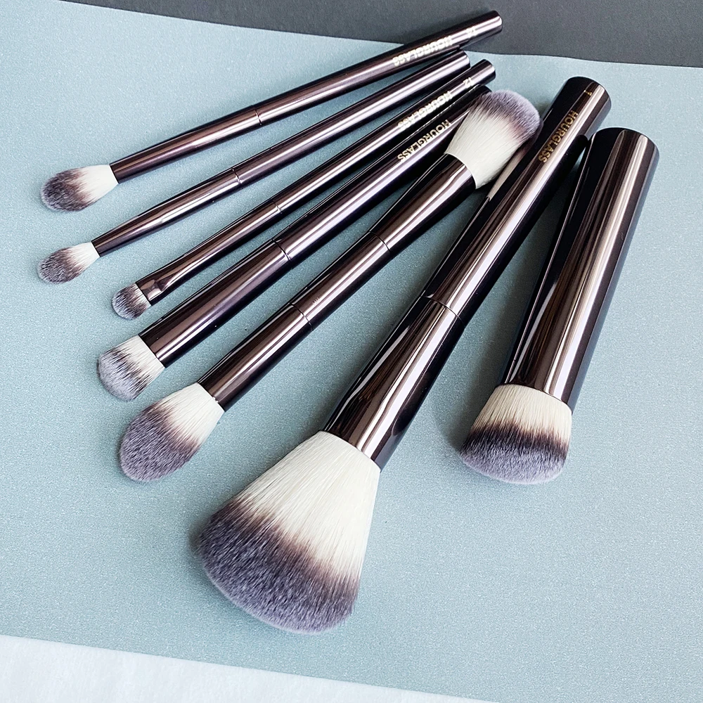 Hourglass Makeup Brushes Set VEGAN Travel Set with a pouch Soft Synthetic Hair Metal Handle Deluxe Cosmetics Brush Kit