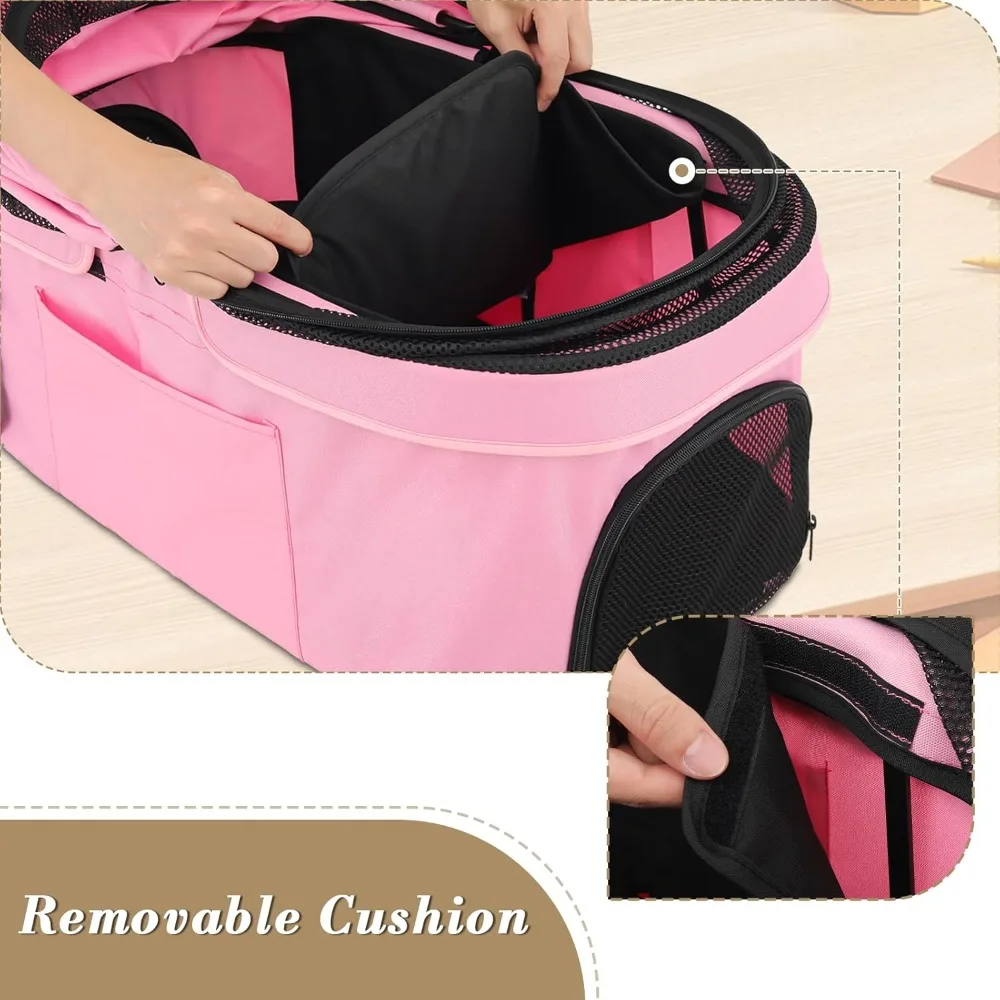 Kereta Dorong Anjing untuk Anjing Kecil/Sedang, Kereta Dorong Hewan Peliharaan Lipat dengan Carrier yang Dapat Dilepas, Kereta Dorong Kucing Portabel untuk Perjalanan