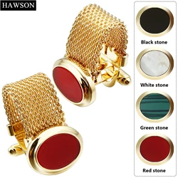 HAWSON men's cufflinks, natural stone men cufflinks with chain For French shirts Formal shirts Accessories Party Gifts