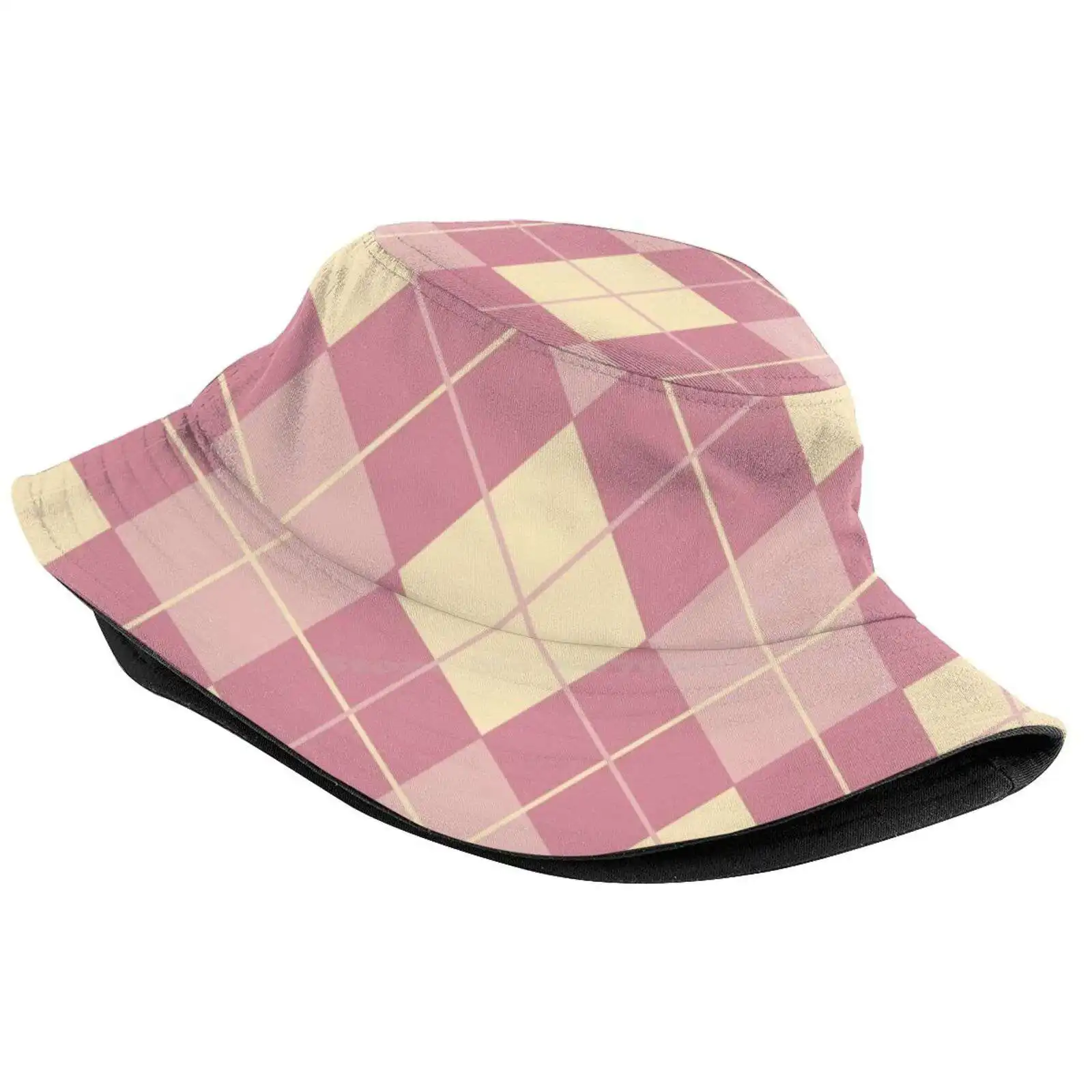 Pink Argyle Sun Cap Fisherman Hat Bucket Hats Argylle Movie Pattern Argylle Elly Conway Argylle 2024 Argylle Movie Cast