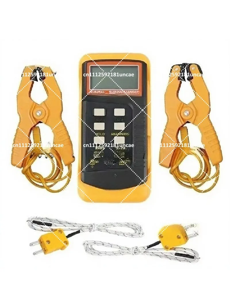 Digital K Type Thermometer(-50-1300°C) Dual Channel, 2 Thermometer Pipe Clamp and 2 Sensor Probes