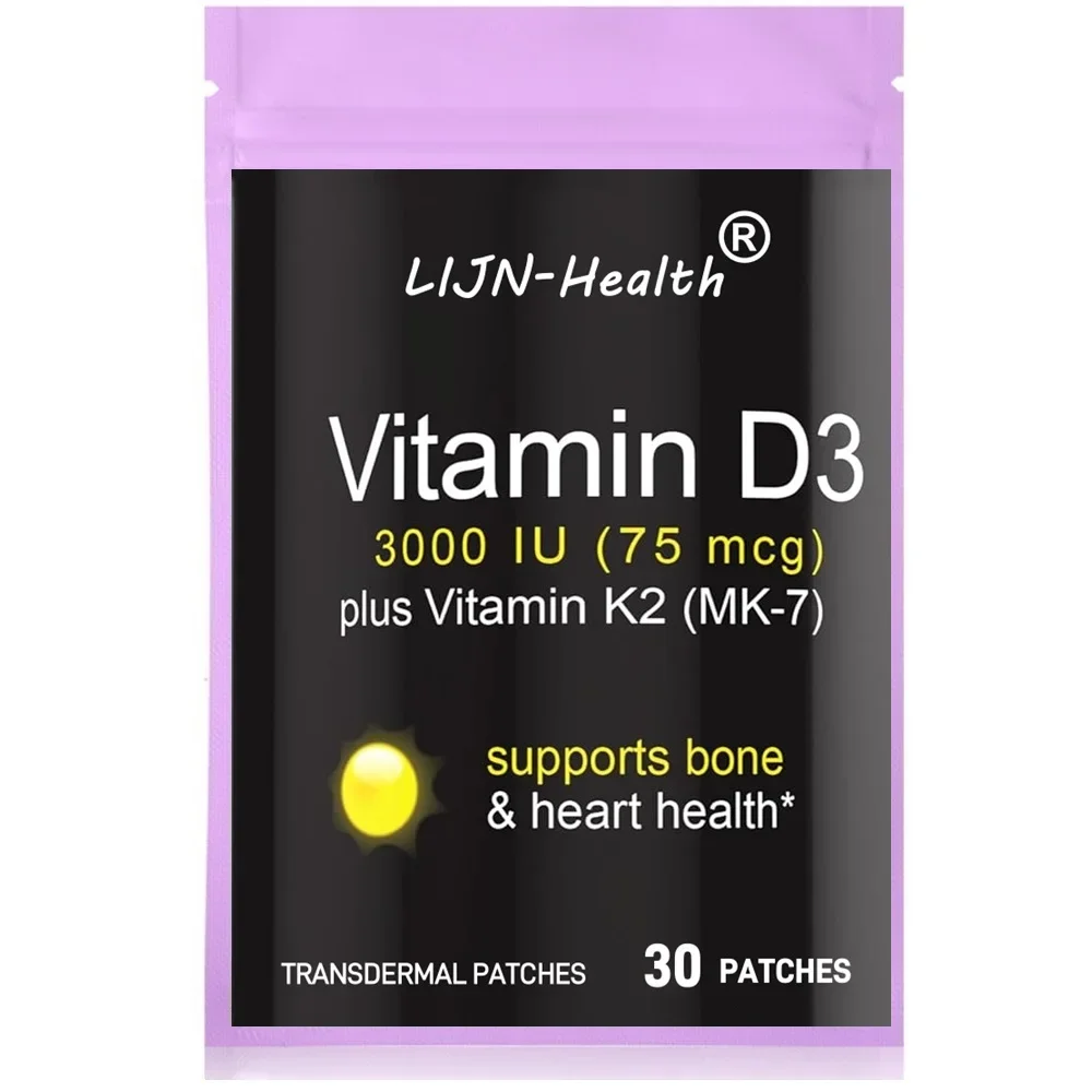 

30 Patches Vitamin D3 K2 Transdermal Patches Support Healthy Bones,Heart Immune