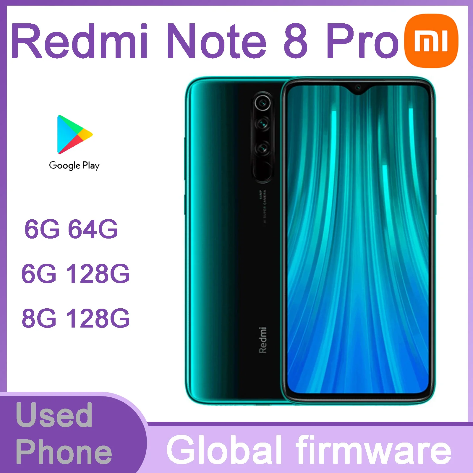 Xiaomi Redmi Note8 Pro мобильный телефон Full Netcom Android глобальная версия Celular 4500 мАч аккумулятор 6G 64G/128G б/у телефон