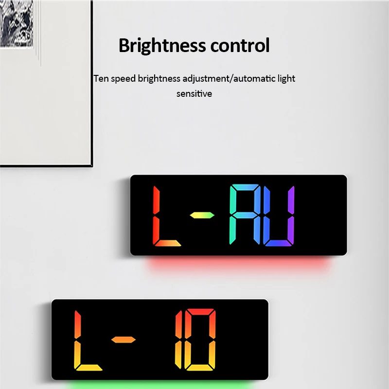 16.5inch Large Digital LED Wall Clock with Remote Control,Temperature Humidity Display RGB Colorful Atmosphere Wall Clock