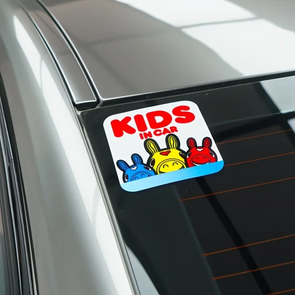 

Waterproof Vinyl Decal for Car Decorative "KIDS IN CAR" Cartoon Sticker (Red Blue Yellow White)