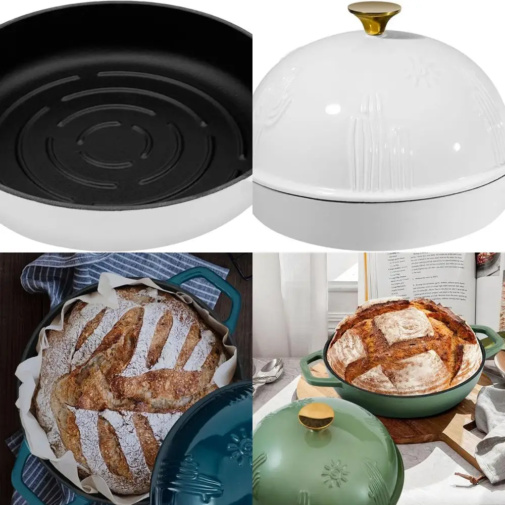 

Enameled Cast Iron Dutch Oven with Cloche Lid, 9.8 for Sourdough Bread Baking