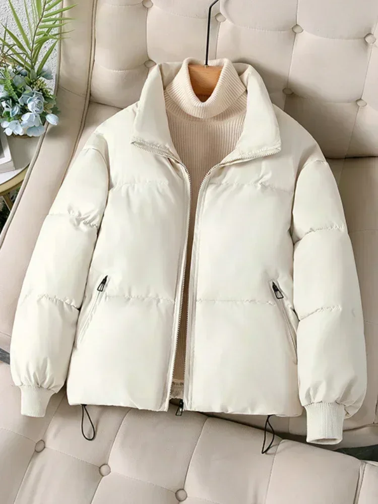 Women\'s Winter Jacket Fashion Leisure Time Solid Color Stand Collar Coats Elegant Commuting Parkas Women\'s Clothing Outerwears