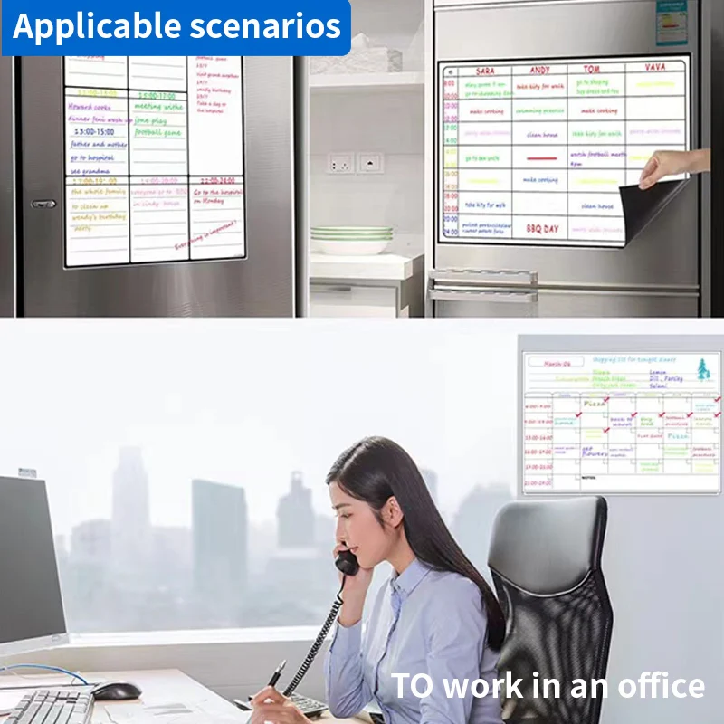 1-zestaw kalendarza z możliwością wymazywania harmonogram miesięczny i tygodniowy tablica magnetyczna suchościeralna tablica naklejka na lodówkę