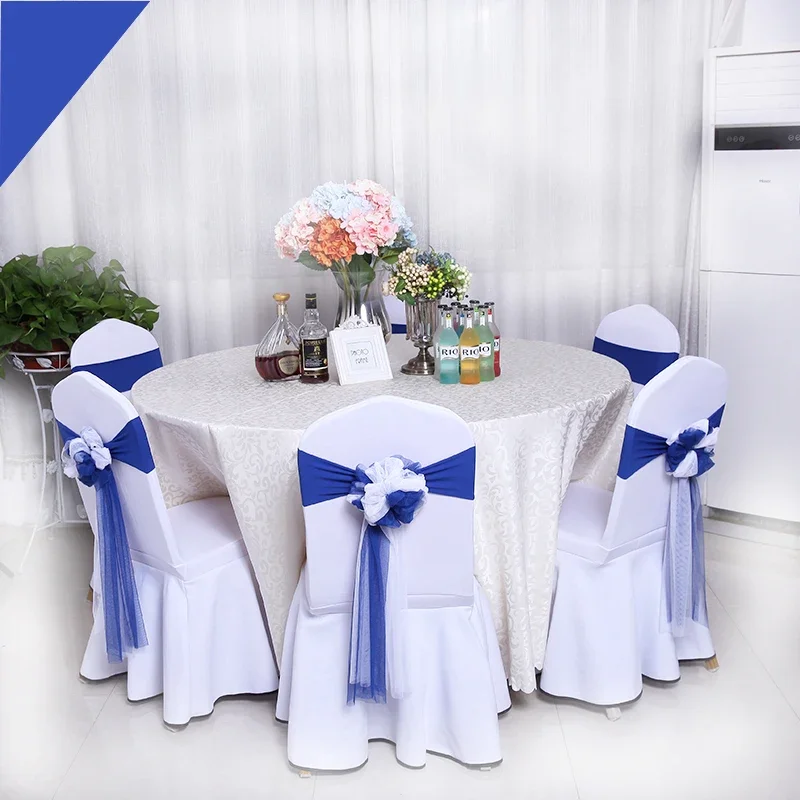 10/20/30pcs Wedding Chair Decoration Bow Stretch Chair Backs Sashes Knot Ties For Wedding Party Hotel Banquet Chairs Yarn Decor