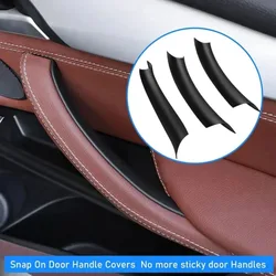 LHD/RHD 3Pcs ABS For BMW X5 F15 X6 F16 2014-2018 Car Interior Door Pull Handle Protective Cover Trim Black Carbon Fiber Texture
