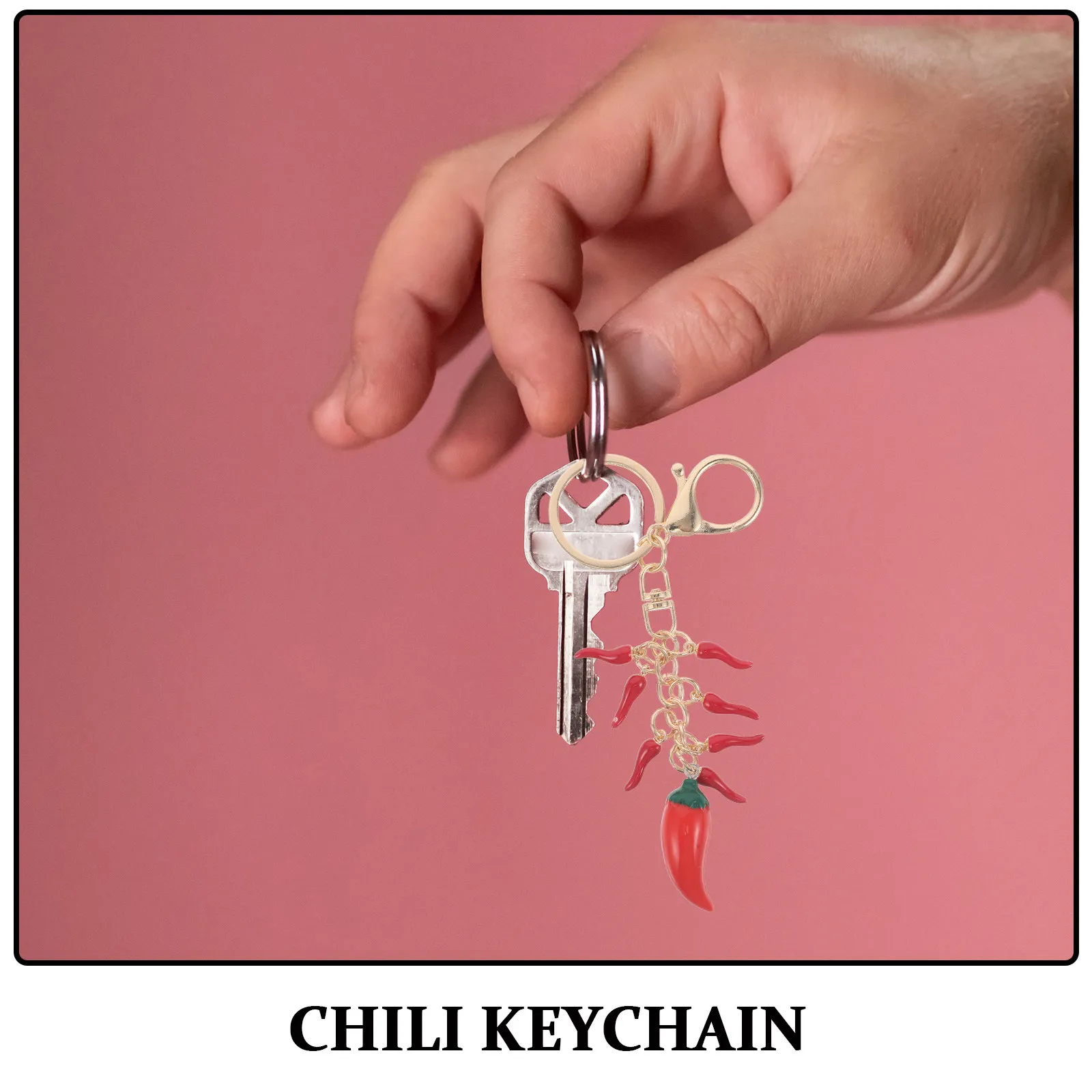2Pcs Red Chili Pepper Keychains Realistic Mini Vegetable Pendant Backpack Purse Car Charm Fruit Keychain Novelty Accent view 5