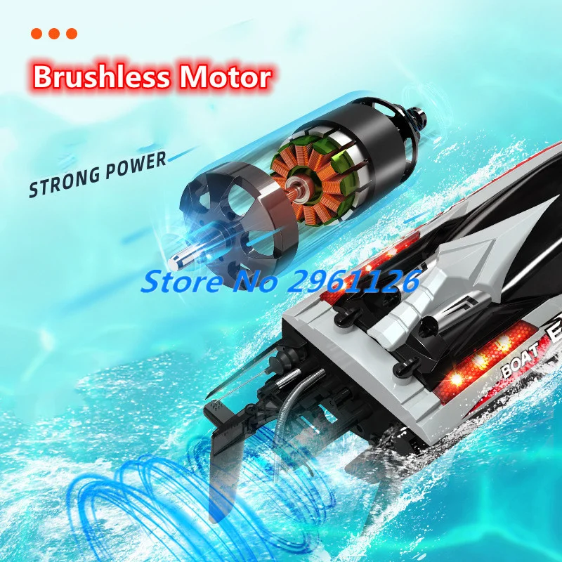 Brushless Overturn Reset High Speed Radtio Control Speedboat Boat 2.4G 70KM/H Closed Waterproof Alarm Prompt RC Boat Model Toy