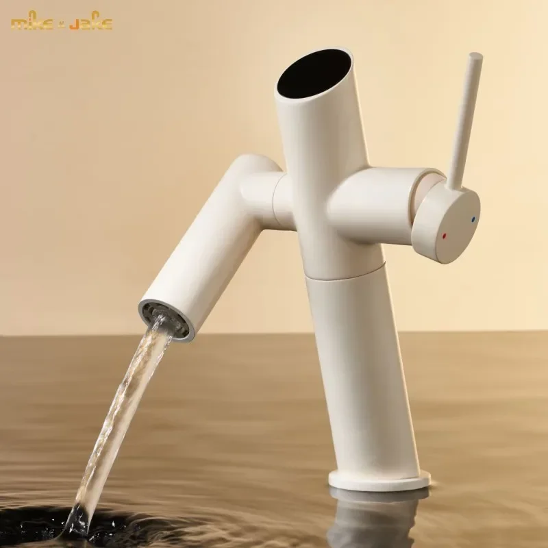 

milky white tap robot style basin Faucet hot and cold Faucet Hot and Cold bathroom tap Mixer, Mop Taps,deck Mounted sink faucet