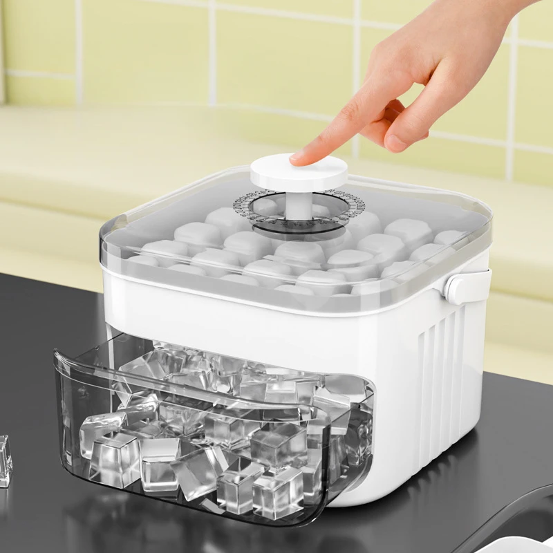 Press Ice Tray Ice Cube Mold Ice Box Ice Making Tool Large Capacity Ice Storage Ice Maker JJ2277