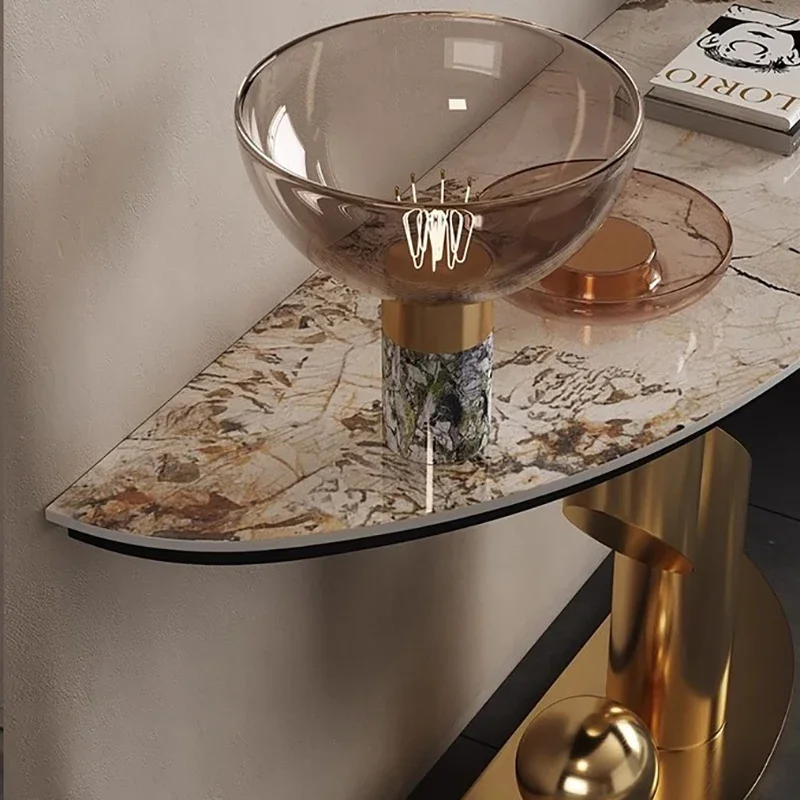 طاولة زاوية فاخرة حديثة للمدخل صالون معدني طاولة وحدة تحكم فريدة من نوعها مدخل منتصف القرن أثاث غرفة المعيشة Mesa Para Sala