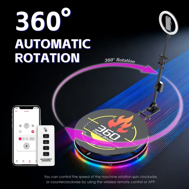ChackTok US Stock Supports Chacktok 360 Photo Booth 68/57cm 22.5/26.8 Inch Fast Delivery Local After-Sales Service