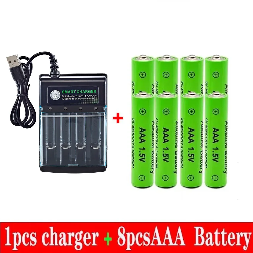 100% New AAA Battery 3000 MAh Rechargeable Battery AAA 1.5 V 3000 MAh Rechargeable New Alcalinas Drummey + Charger