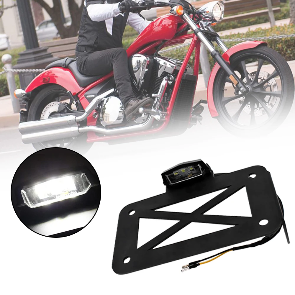 

Motorcycle Rear License Plate Holder Bracket With Led Light For Harley Chopper Bobber