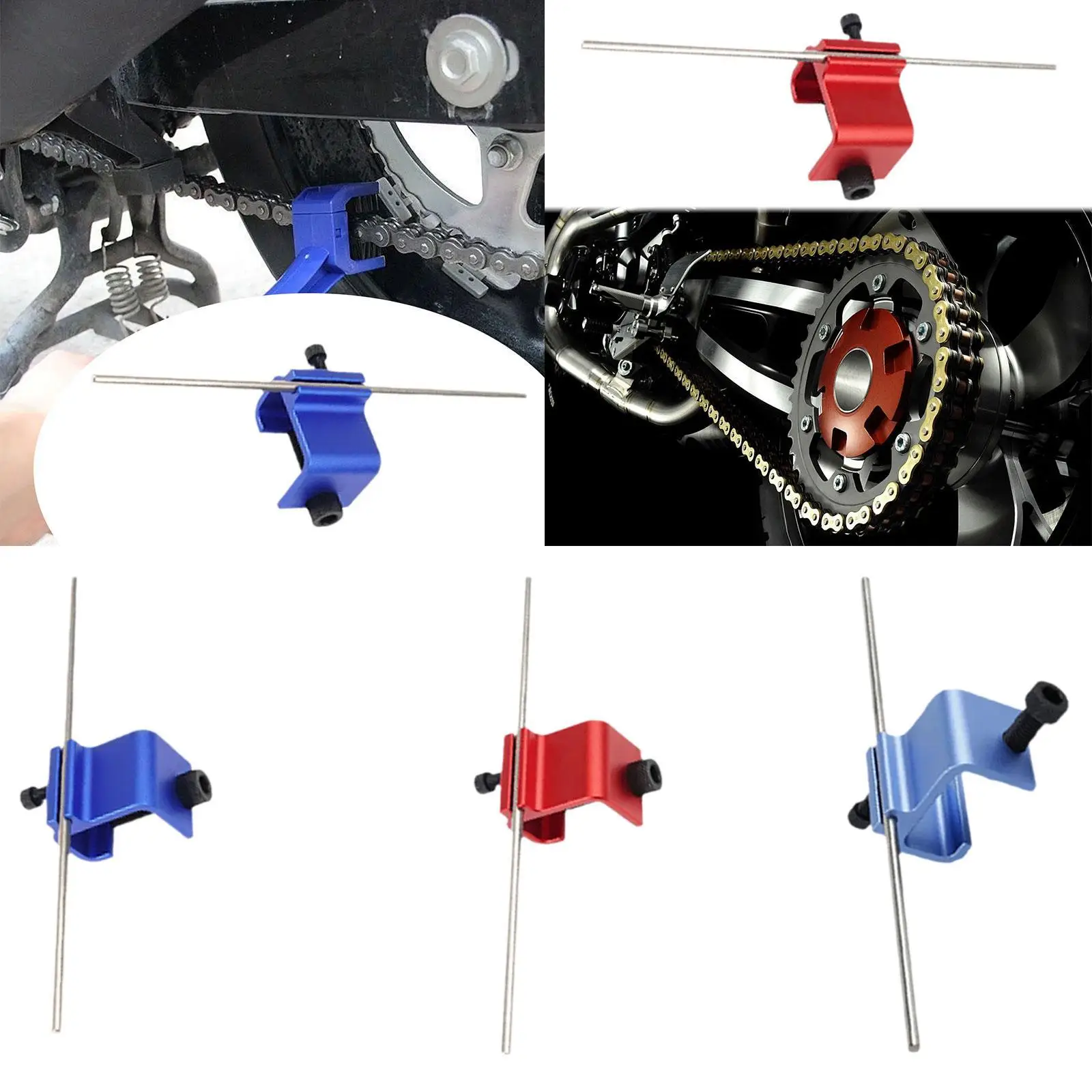 Efficient Motorbike Chain Alignment Tool Aluminum Alloy Sprocket Adjuster for Precise Maintenance and Repair