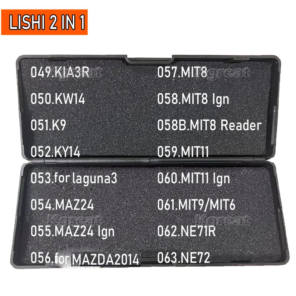 049-067 Lishi 2 in1 KIA3R KW14 K9 KY14 MAZ24 for Laguna3 MAZDA2014 MIT8 MIT11 MIT9 NE71R NE72 NE78 NE66 NE38 NSN14 LocksmithTool