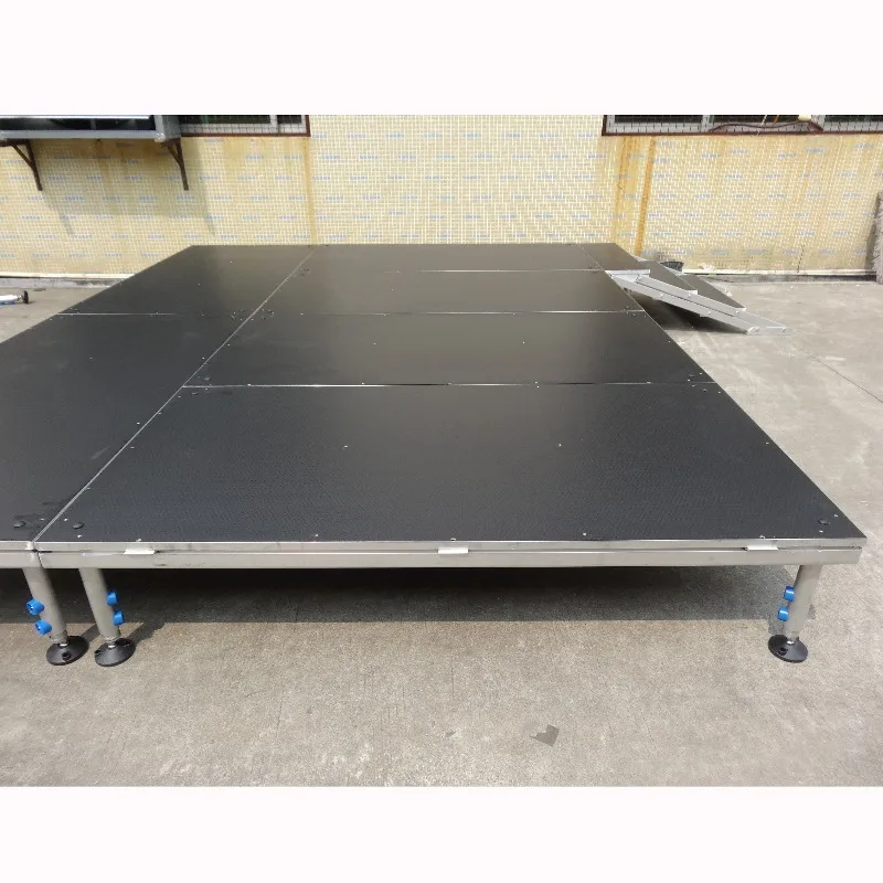 1m X 1m Height Adjustable Outdoor Portable Modular Music Event Wood & Aluminum Stage Non-Slip Surface Easy Assembly Certified