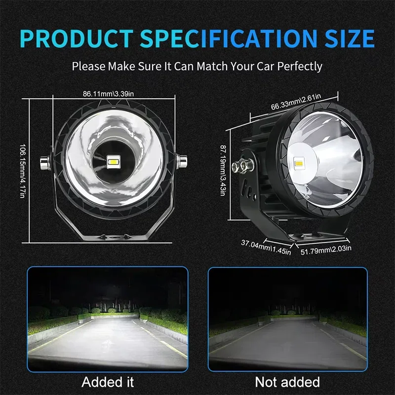 3.5 Inch 180W Round Spot Pods Light Bar High Bridges Vehicle Spotlight LED Bulbs for Brighter Long Range 4x4 Car Truck ATV SUV - view 2